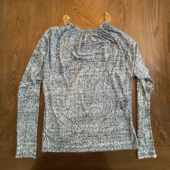 Michael Kors Blue Top With Gold Chain Detail XS - Picture 3 of 5